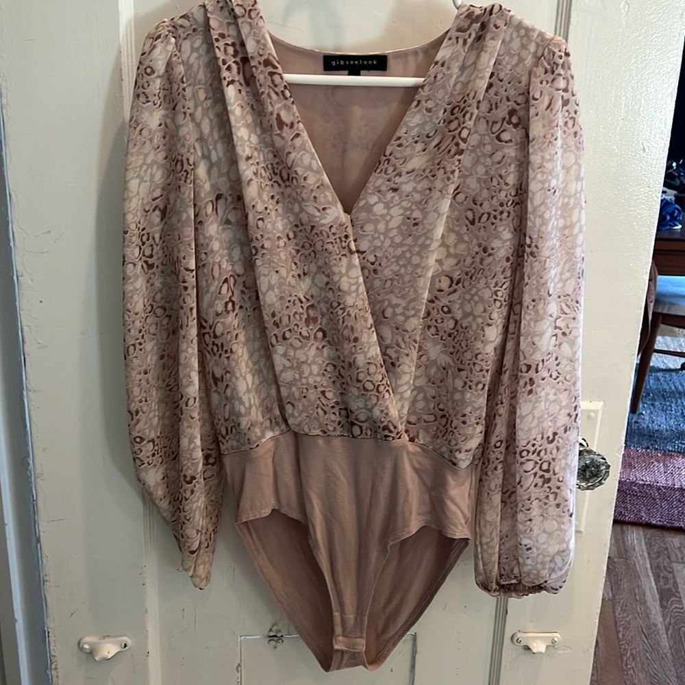 Burgundy crossbody leopard print blouse bodysuit